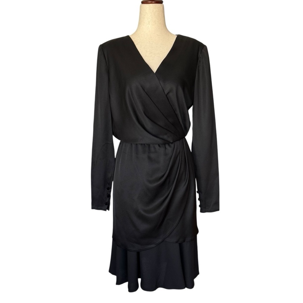 Vintage 80s Bill Blass Black Dress Draped Classic Couture sz 6/8 Bergdorf